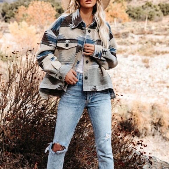 Distressed Aztec Shacket  - Picture 4 of 8